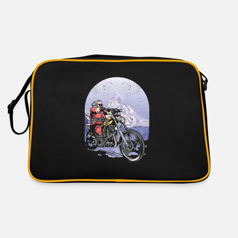Biker Santa Claus on Motorcycle Funny Retro Bag