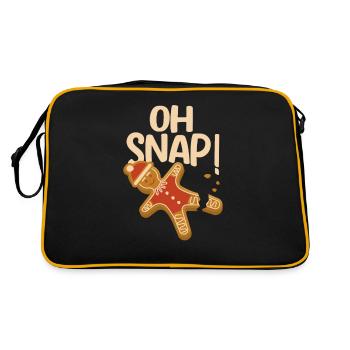 Oh Snap Gingerbread Man Weihnachtsplätzchen Xmas - Retro Tasche - Schwarz/Gold - Hinten