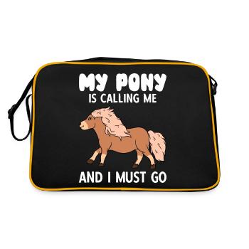 My Pony Is Calling Me And I Must Go - Retro Tasche - Schwarz/Gold - Hinten