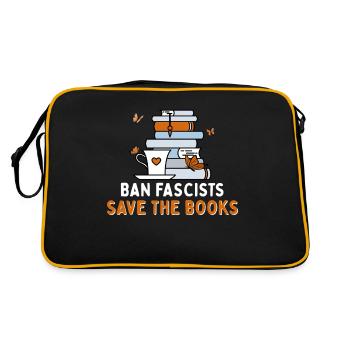 Ban Fascists Save The Books Introvert - Retro Bag - black/gold - Back