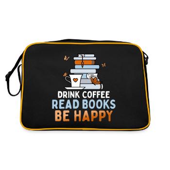 Boire du café, lire des livres, être heureux - Sac Retro - noir/or - Dos