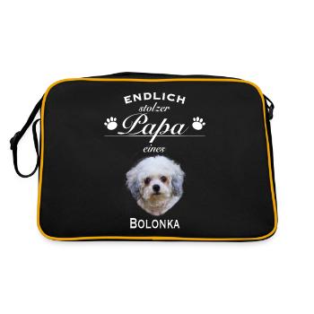 Endlich stolzer Papa - Bolonka - Retro Tasche - Schwarz/Gold - Hinten