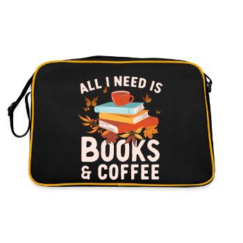 J’ai besoin de livres et de café Citation de lecture de rat de bibliothèque - Sac Retro - noir/or - Dos
