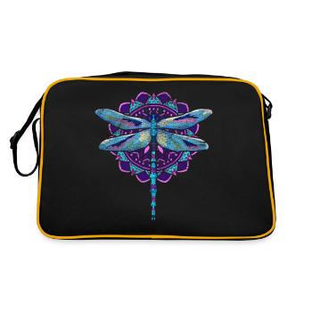 Insect Lover Animal Gift Mandala Dragonfly - Retro Bag - black/gold - Back