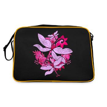 Colorful Flowers Insect Gift Animal Lover Dragonfly - Retro Bag - black/gold - Back
