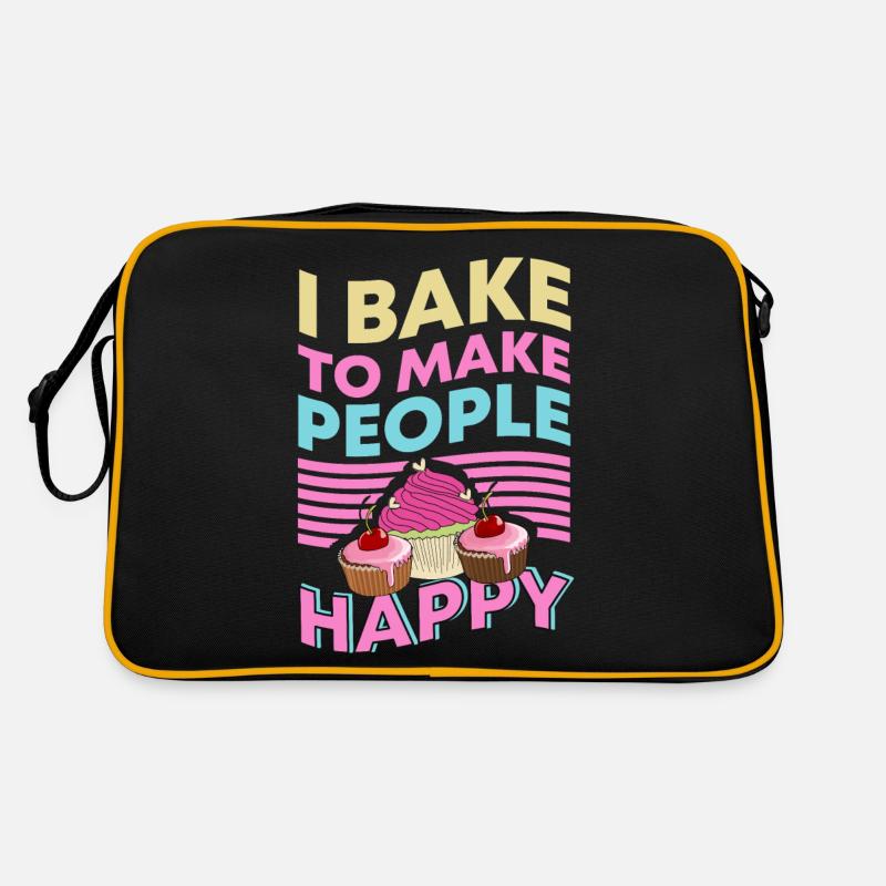 Ich backe, um Menschen glücklich zu machen - Retro Tasche - Schwarz/Gold
