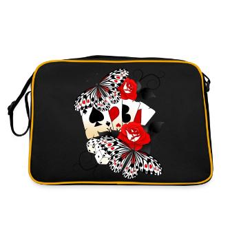 Card game with roses and butterflies - Retro Bag - black/gold - Back
