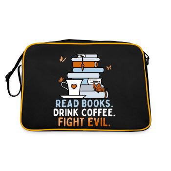 Lire des livres, boire du café, combattre le mal - Sac Retro - noir/or - Dos