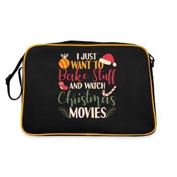 Ich will nur backen und Weihnachtsfilme sehen - Retro Tasche - Schwarz/Gold - Hinten
