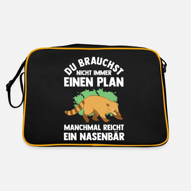 Nasenbär - Retro Tasche - Schwarz/Gold