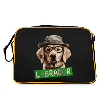 Labrador mit Hut Hundemama Hundepapa Labbi Wauwau - Retro Tasche - Schwarz/Gold - Hinten