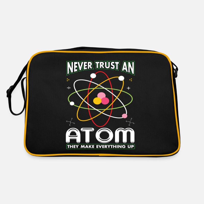 Never Trust An Atom They Make Everything Up - Retro Tasche - Schwarz/Gold