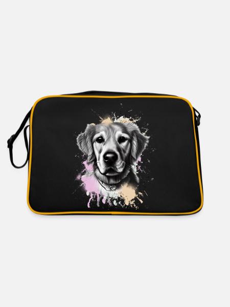 Golden Retriever - Retro Tasche - Schwarz/Gold