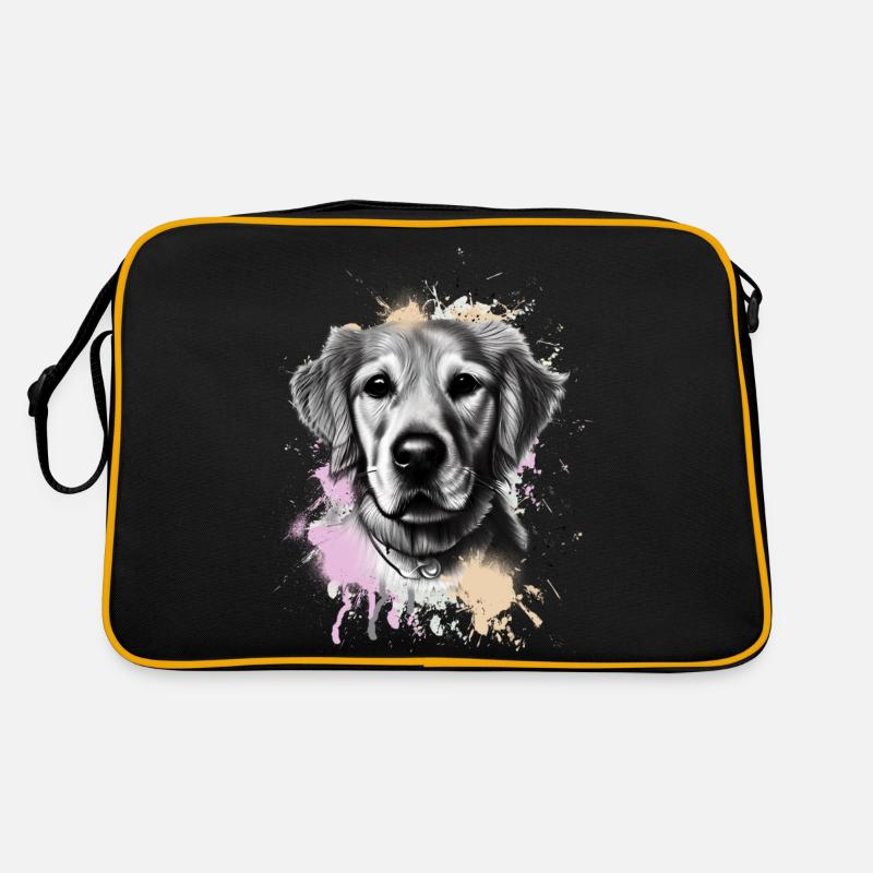 Golden retriever - Sac Retro - noir/or