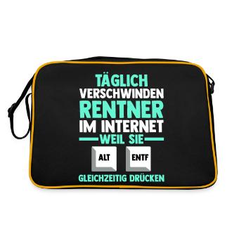 Ruhestand Pension Rente Computer Rentner - Retro Tasche - Schwarz/Gold - Hinten