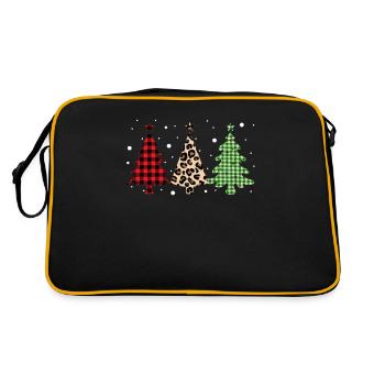 Merry Christmas Buffalo Trees Leopard Plaid Print - Retro Bag - black/gold - Back