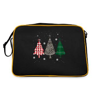 Merry Christmas Buffalo Trees Leopard Plaid Print - Retro Bag - black/gold - Back