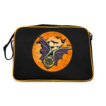 Fledermäuse Vollmond Tier Geschenk Fledermaus - Retro Tasche - Schwarz/Gold - Hinten