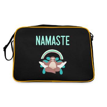 Lustiges Yoga und Faultier Namaste - Retro Tasche - Schwarz/Gold - Hinten
