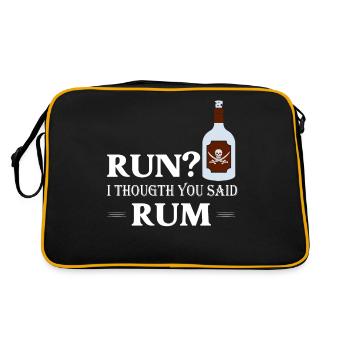 Run? I Thougth You Said Rum Drinking Alcohol - Retro Tasche - Schwarz/Gold - Hinten