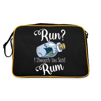 Run? I Thougth You Said Rum Alcohol Drinking - Retro Tasche - Schwarz/Gold - Hinten