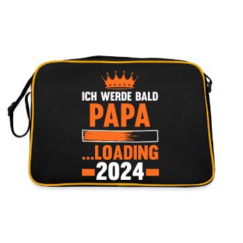 Werdender Papa 2041 - Retro Tasche - Schwarz/Gold - Hinten