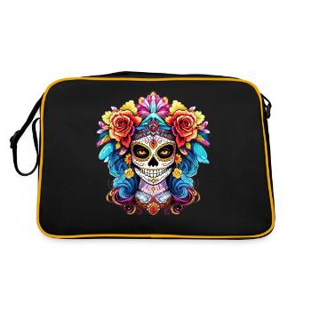 Floral La Catrina Art - Halloween Calaveras La Cat - Sac Retro - noir/or - Dos