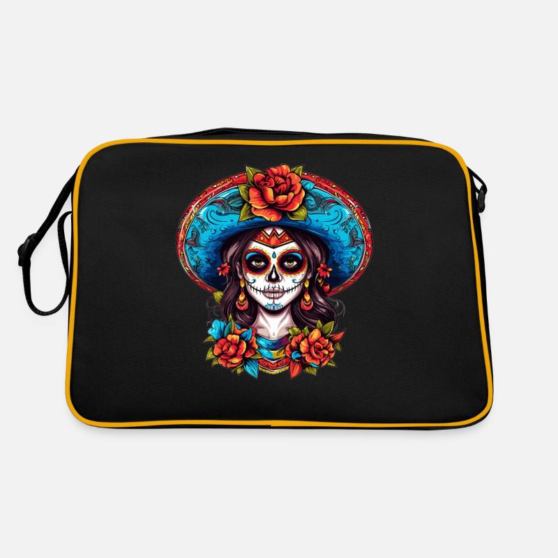 Messico La Calavera Catrina Donna Haloween - Borsa retrò - nero/oro
