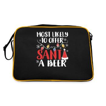 Most likely to offer Santa Claus a beer - Retro Bag - black/gold - Back