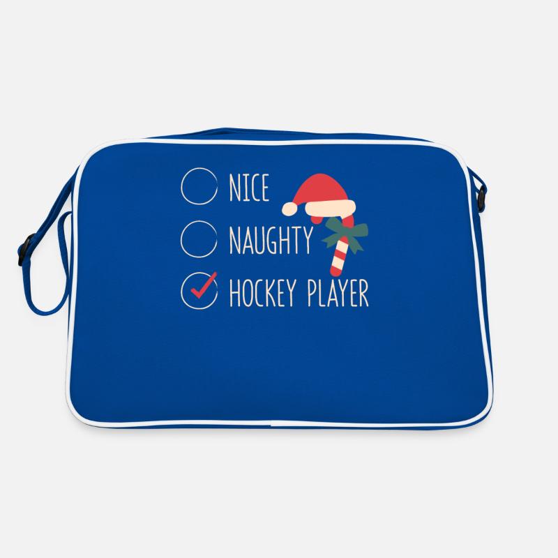 Netter frecher Eishockeyspieler Weihnachten Retro Tasche