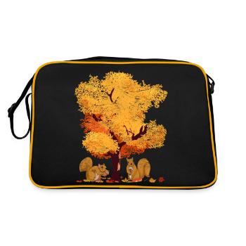 Colorful Tree Deciduous Leaves Foliage Gift Autumn - Retro Bag - black/gold - Back