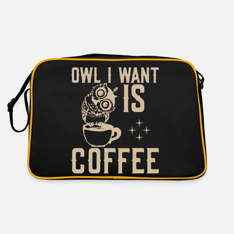 Eule Ich Will Kaffee Retro Tasche