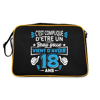 Cadeau Anniversaire Beau Gosse 18 ans Humour - Sac Retro - noir/or - Dos