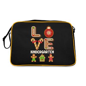 Liebe Kindergarten Lebkuchenmann Weihnachten Lehre - Retro Tasche - Schwarz/Gold - Hinten