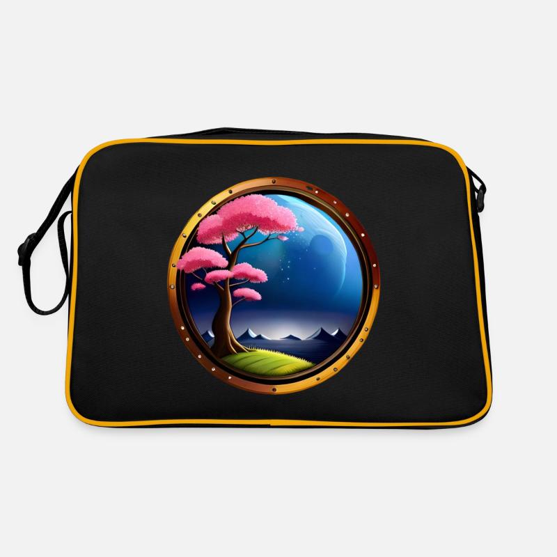 Sakura Tree. Japanischer Baum mit schöner Landscha Retro Tasche