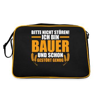Landwirtschaft Landwirt Traktor Bauernhof Bauer - Retro Tasche - Schwarz/Gold - Hinten