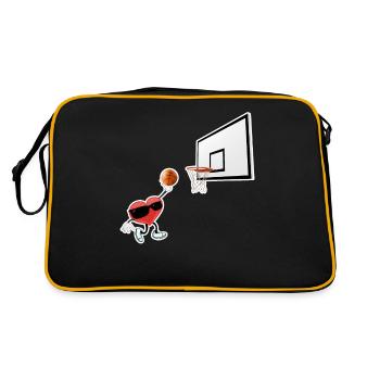 Valentinstag Herz Dunking Basketballspieler - Retro Tasche - Schwarz/Gold - Hinten