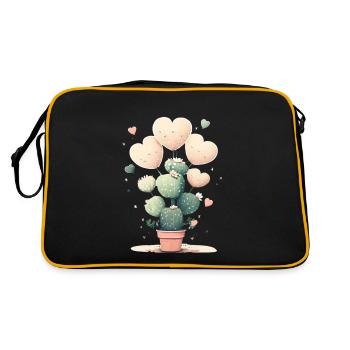Cactus Cute Heart Desert Succulents Lover Plant - Retro Bag - black/gold - Back