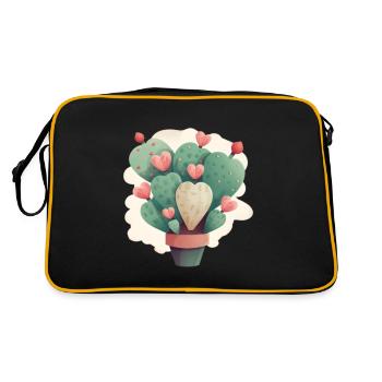 Cute Cactus Heart Desert Succulents Lover Plant - Retro Bag - black/gold - Back