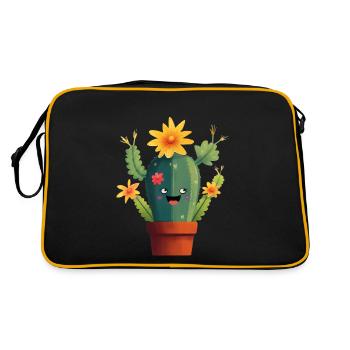 Cute Cactus Florist Succulent Lover Potted Plant - Retro Bag - black/gold - Back