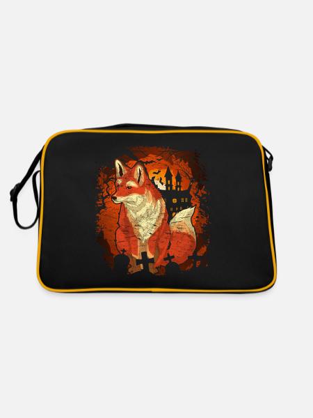 Effrayant Halloween Cadeau Forest Animal Fox - Sac Retro - noir/or - Dos