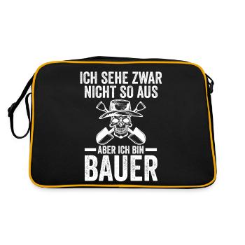 Landwirtschaft Landwirt Traktor Bauernhof Bauer - Retro Tasche - Schwarz/Gold - Hinten