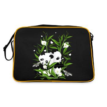 Bébés pandas dans le champ de bambou - Sac Retro - noir/or - Dos