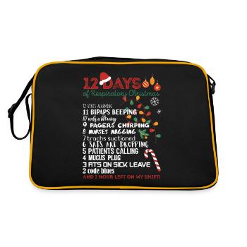 12 Tage Atmungstherapeut Weihnachten Lustig RT - Retro Tasche - Schwarz/Gold - Hinten