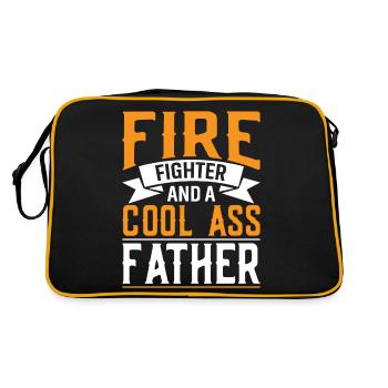 Feuerwehrmann Und Ein Cooler Vater - Retro Tasche - Schwarz/Gold - Hinten