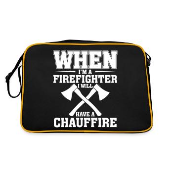 Wenn Ich Ein Feuerwehrmann Bin Werde Ich Chauffeur - Retro Tasche - Schwarz/Gold - Hinten