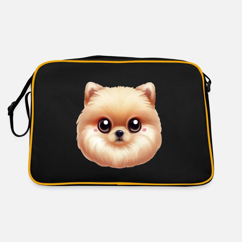 Playful Pomeranian Artwork Retro Bag