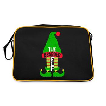 Der bärtige Elf Passende Familiengruppe Weihnacht - Retro Tasche - Schwarz/Gold - Hinten