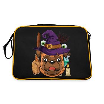 Chauve-souris Chapeau de sorcière Chien Cadeau Halloween Carlin - Sac Retro - noir/or - Dos