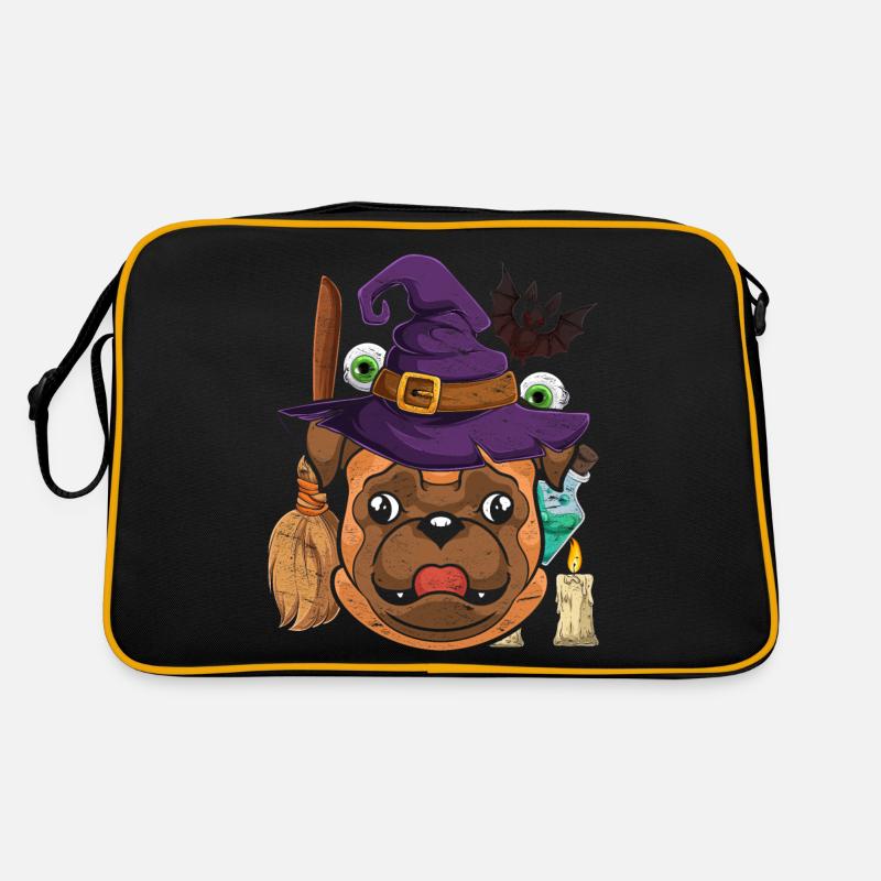 Bat Witch Hat Dog Gift Halloween Pug Retro Bag